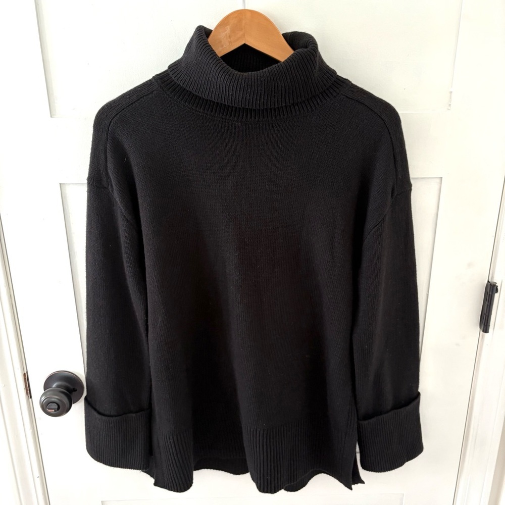Talbots Drop Shoulder Turtleneck Sweater. Black. Size Medium. - Picture 3 of 13